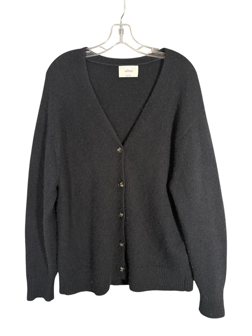 Aritiza Wilfred 100% Cashmere V Neck Cardigan Sweater Oversized Minimalist L